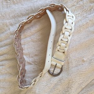 Fun white leather women's belt XL